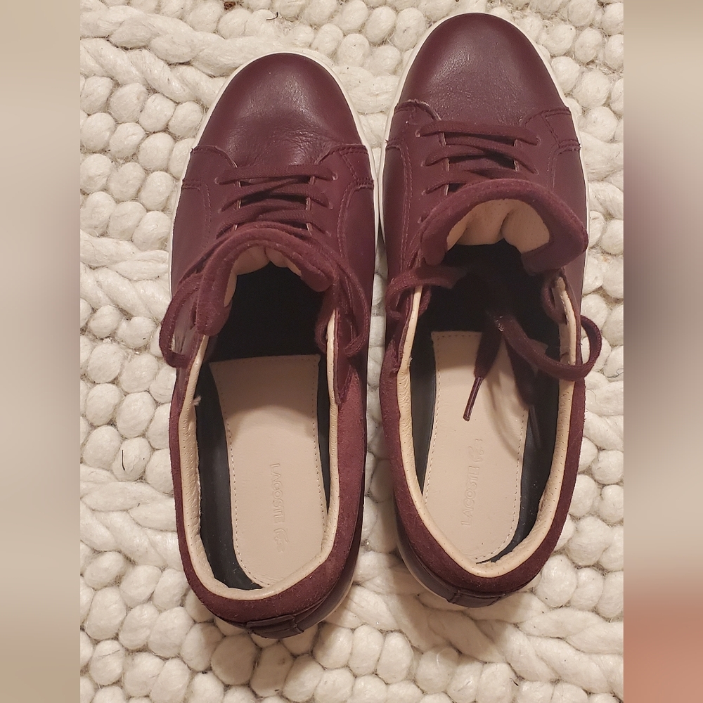 Maroon Lacoste sneakers